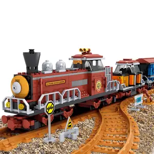 经典蒸汽铁路运输列车积木旧城系列豪华客运世界大战机车砖玩具与汽车