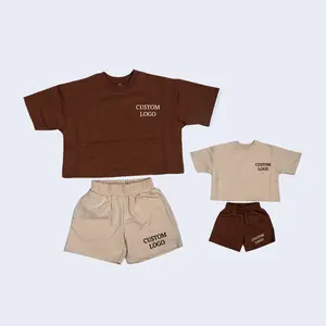 Mommy And Me Shorts And Shirt Set Manufacturer Oversized Boxy Tee Cotton Pant Streetwear Chill Summer Short Set Two Piece Family