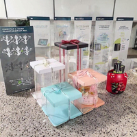 Boîte à gâteau transparente carrée QX avec logo personnalisé, 8, 10, 12, 14, 16 pouces, qualité alimentaire, emballage pour gâteaux