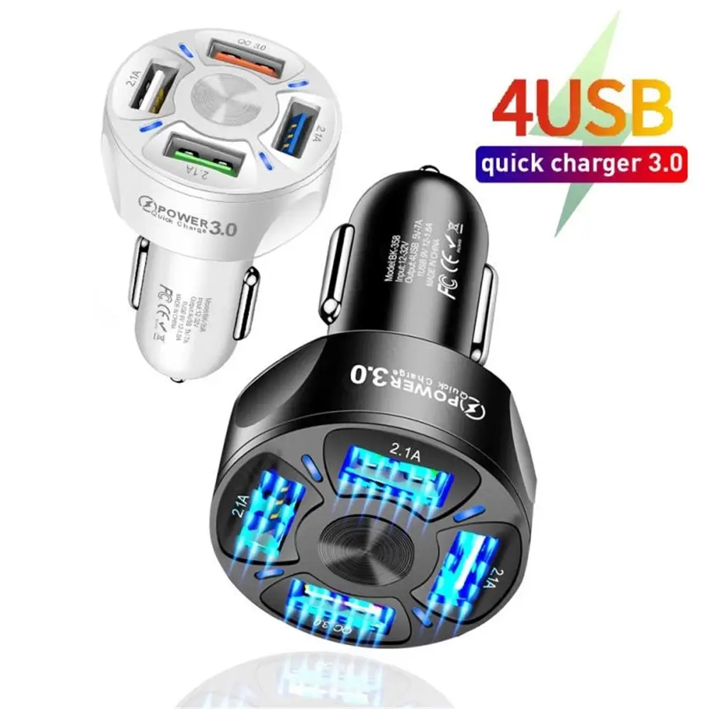 New model QC3.0 35W Mobile Phone Fast Car Charger 4 Port USB for iPhone Samsung Tablet USB Charger Quick Charge