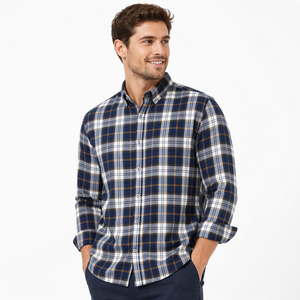 Camisas <span class=keywords><strong>de</strong></span> <span class=keywords><strong>Vestir</strong></span> <span class=keywords><strong>de</strong></span> Manga Larga para Hombre, Diseño Personalizado OEM/ODM, <span class=keywords><strong>Color</strong></span> <span class=keywords><strong>Morado</strong></span> y Verde a Cuadros, Cuello Camisero Informal, Rayas, Franela, Otoño, Talla 6XL - Product Image 1