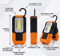 Lampe de travail LED COB magnétique portable HB-326 IP44 étanche en ABS, alimentée par piles AAA, 180LM 4.5V, autonomie de 4 heures, pour atelier et réparation