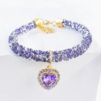 Collier pour animaux de compagnie en cristal scintillant de luxe avec breloque en forme de cœur, bijoux élégants pour chien et chat, accessoire de cou réglable et scintillant