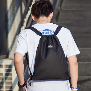 Trend <b>Drawstring</b> <b>Backpack</b> Unisex Polyester 20-35L Gym Bag Eco-Friendly Fashion Minimalist Black Logo Print - Product Image 3