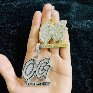 ตัวอักษรเดิมนักเลง OG ตุ้มห้อยสร้อยคอจี้ Micro Pave 5A โคเนีย CZ Bling hip hop เครื่องประดับผู้ชายเด็กผู้ชาย - Product Image 4