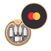 Ensemble cadeau de câble de charge pour ordinateur en bambou écologique avec logo personnalisé, boîte de rangement de charge 60W avec adaptateur Type C
