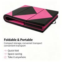 Tapis de gymnastique pliable en mousse épaisse pour yoga et acrobaties, portable pour l'entraînement de danse et le fitness à domicile