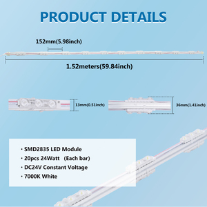 โมดูล LED สีขาวกันน้ำ 24V อะลูมิเนียม 1.52 ม. แถบไฟ LED 2835SMD โมดูล LED สำหรับตู้ ได้รับมาตรฐาน UL รับประกัน 5 ปี โมดูล LED แบบ Backlit - Product Image 5