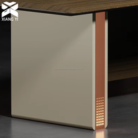 Bureau d'angle moderne pour cadres, en noyer, avec éclairage LED, convertible, extensible, modulaire, table de patron, mobilier de bureau de luxe
