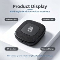 Nouveau mini support de téléphone TWS BT avec charge sans fil 5W, design pliable, V5.1, autonomie de 5 à 10 heures, audio bidirectionnel, contrôle par application, haut-parleur domestique