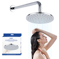 Pommeau de douche à pression d'eau de 22cm-moderne en plastique ABS chromé mur rond fixe facile à installer douche de pluie pour salle de bain (Offre Spéciale)