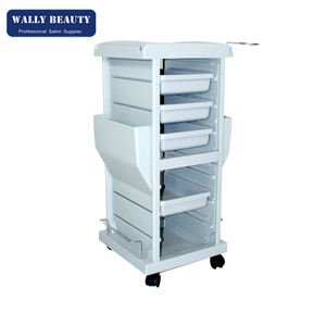 Çok fonksiyonlu kilitlenebilir saç Salon beyaz market arabası - Product Image 1