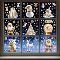 Autocollants de Noël pour fenêtres en verre, amovibles, imperméables, adhésifs statiques, rennes et bonhommes de neige blancs, décorations écologiques en PVC pour portes et murs
