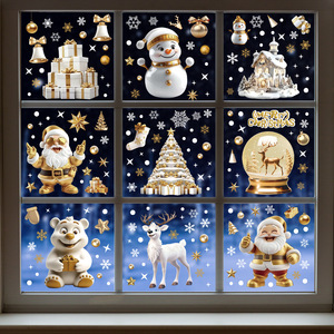 Autocollants de Noël pour fenêtres en verre, amovibles, imperméables, adhésifs statiques, <span class=keywords><strong>rennes</strong></span> et bonhommes de neige blancs, décorations écologiques en PVC pour portes et murs - Product Image 2