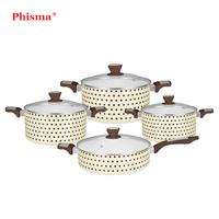 Nouveau produit 8 pièces Ustensiles de cuisine en aluminium pressé antiadhésif avec revêtement céramique Vente en gros de batteries de cuisine avec couvercle en verre
