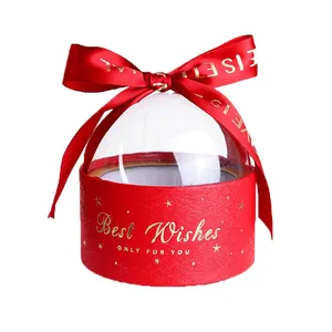 Baby Shower Valentine's Day Christmas Wedding Favor Paper Round Boxes transparent candy box Acrylic Ball Chocolate Box