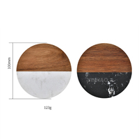 Sous-verres en bois et marbre pour Noël, l'inauguration de maison ou un mariage – Sous-verres ronds décoratifs en bois d'acacia et marbre pour tasses et bar