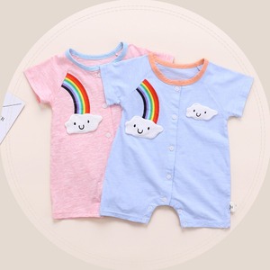 Wholesale Baby Cartoon Clothes Clothing Infant Mini Romper With Rainbow Pattern Romper - Product Image 1
