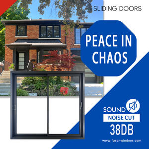 Fuson diseño moderno 96X80 puerta corredera de patio puertas corredizas de vidrio puertas corredizas de aluminio sin marco - Product Image 4