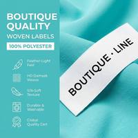 Étiquettes personnalisées en polyester tissé en relief, effet gaufré, texture 3D, anti-contrefaçon, micro-fil, bord découpé au laser, pour sacs et rouleaux