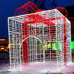 Creative LED Christmas Present Decoration with Large Outdoor Gift <b>Box</b> Motif for Commercial Holiday Events and Landscape Displays - Product Image 1