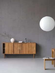 Mueble Auxiliar de Almacenamiento de Madera Maciza de Teca Birmana Estilo Antiguo para Sala de Estar y Comedor - Product Image 1