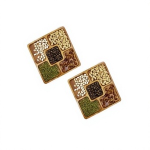 Ensemble de deux assiettes à chocolats en bois Taille et forme personnalisées Fruits secs Bonbons et collations Plateau et assiettes - Product Image 1