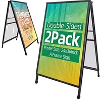 Papan Tanda Trotoar Besi A-Frame Dua Sisi Portabel untuk Luar Ruangan, Tahan Kelembapan Tinggi, Cocok untuk Iklan