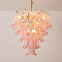Lustre moderne en verre de Murano pour plafond haut, luminaire suspendu de luxe pour hall d'entrée français, grand lustre décoratif pour escalier long
