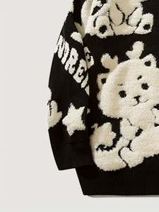 Pull en tricot brodé à col rond personnalisé Pull en tricot à motif de dragon mignon Pull en tricot décontracté pour hommes - Product Image 3