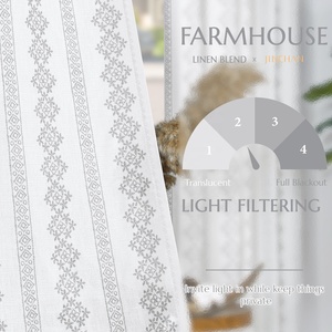 <span class=keywords><strong>Boho</strong></span> in Linen <span class=keywords><strong>Sheer</strong></span> Rèm cửa với valances cho phòng khách và khách sạn trang trí nội thất - Product Image 2