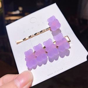 Nette Kristall Haars pange Bobby Haarnadel Set Herz Metall Ente Bill Haarnadel Haars pange Candy Jelly Teddy Gummibärchen Harz Haars pangen - Product Image 3