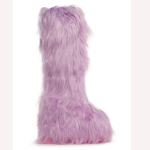 נשים פלוס גודל מעל הברך גבוה מטופח פרווה מגפיים מעופכים בחורף מגפי קואובוי קטיפה רירית קרסול מודפס נעליים חמות - Product Image 6