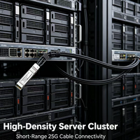 Kabel Tembaga Pasif 25G SFP28 DAC ke 25G SFP28 DAC untuk Cloud Computing, Rak Server, Area Penyimpanan, Switch Jaringan, Uplink