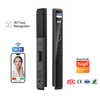 Serrure vidéo intelligente pour porte vitrée avec application Tuya, caméra HD, vision nocturne infrarouge, empreinte digitale et clavier pour entrée de bureau ou mur vitré