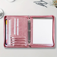 Haute qualité personnalisé A4 taille en cuir PU professionnel portefeuille dossier noir fermeture à glissière classeur pour le classement des Documents