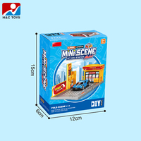 Maquette de station-service pliable à monter soi-même avec une petite voiture, trois couleurs assorties, design de scène de station-service simulée, 1 dollar