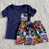 Ensemble de vêtements pour bébés et enfants en fibre de bambou, 2 pièces, chemises à manches courtes et shorts personnalisés avec logo, tenues classiques d'été pour garçons