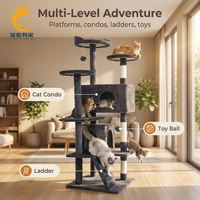 Arbre à chat multi-niveaux pour chats de grande taille, 137 cm de haut, tour à chat en peluche avec poteau à gratter en sisal, maison pour chat, lit, meubles