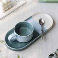Nouveauté bureau à domicile nordique boire réactif dégradé couleur thé lait expresso tasse à café en céramique avec assiette