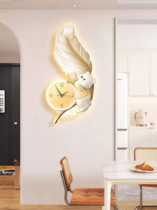 <span class=keywords><strong>Horloge</strong></span> murale analogique style plume <span class=keywords><strong>d</strong></span>'oiseau couleur crème silencieuse pour salon et salle à manger, <span class=keywords><strong>fond</strong></span> de télévision - Product Image 3