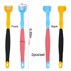Brosse à dents pour animaux de compagnie à trois têtes multicolores, vente en gros d'usine, pour chats et chiens - Product Image 4