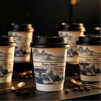 Gobelet en papier kraft à double paroi de qualité alimentaire, logo personnalisé, écologique, compostable, jetable, pour emporter, café chaud, vin