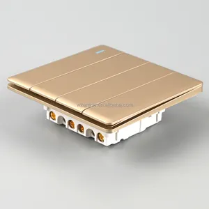 gold super thin ultrathin slim custom OEM ODM 4 gang switch frameless wall 4 gang switch panel