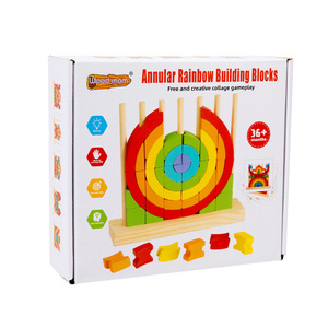 Fun Set Of Wooden Rainbow <strong>Blocks</strong> <strong>Children's</strong> Educational Early Learning Creative Construction Toys Geometric Shapes - Product Image 4