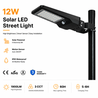 Lampadaire LED solaire haute efficacité 12W 1900lm avec contrôle d'éclairage intelligent IP65 pour application extérieure