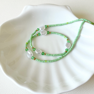 Collar NS5110 con Cuentas de Semillas Verdes Suaves, Imitación de <span class=keywords><strong>Perla</strong></span>, Chapado en Oro de 18K, para Mujer, Joyería Boho de Verano - Product Image 2