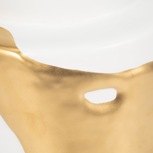 Vaso Artistico Contemporaneo Bianco con Dettagli Dorati per Arredamento Soggiorno o Camera da Letto - Product Image 4