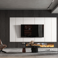 Meuble TV de rangement minimaliste en métal blanc, pour salon, en bouleau, beige, rustique, bleu marine, noir