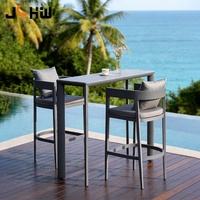 Meubles de bar et de restaurant modernes sur mesure pour terrasse, table et chaise de bar en métal et aluminium, tabouret de bar haut avec dossier pour piscine et plage